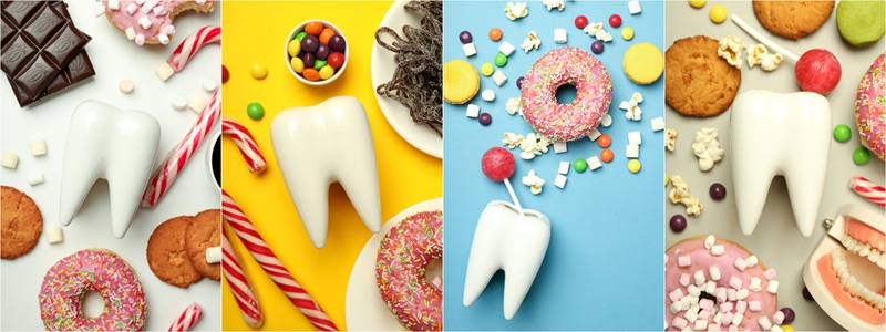 Collage of photos for Teeth problems concept